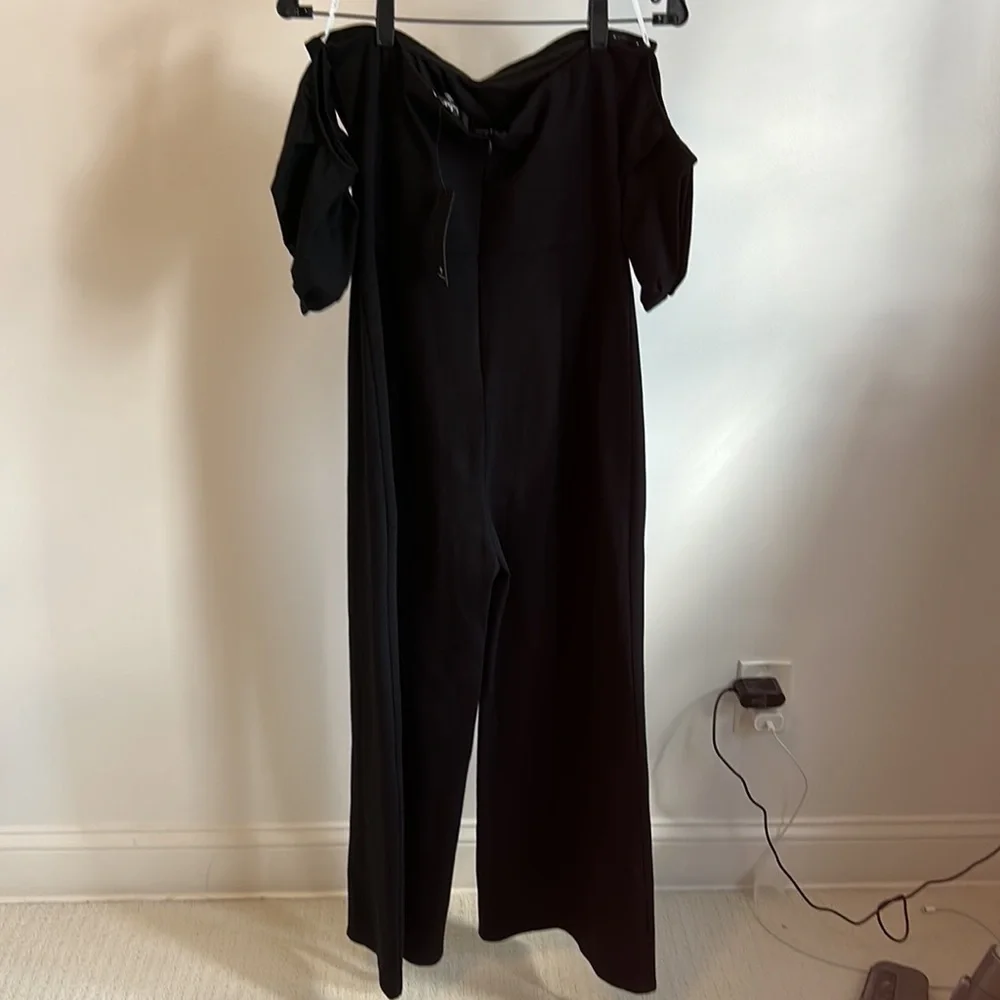 Lulus Impress Release Black Off Shoulder Puff Sleeve Jumpsuit - Picture 5 of 8